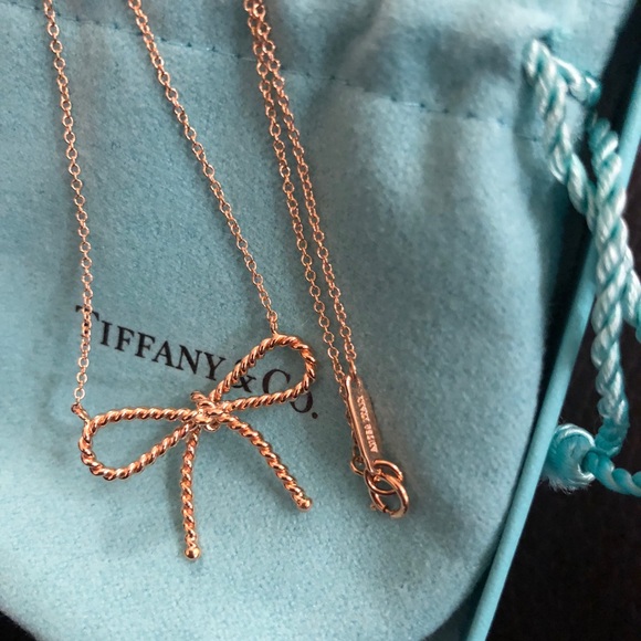 Tiffany & Co 18k Rose Gold Twist Bow Necklace - Picture 4 of 5